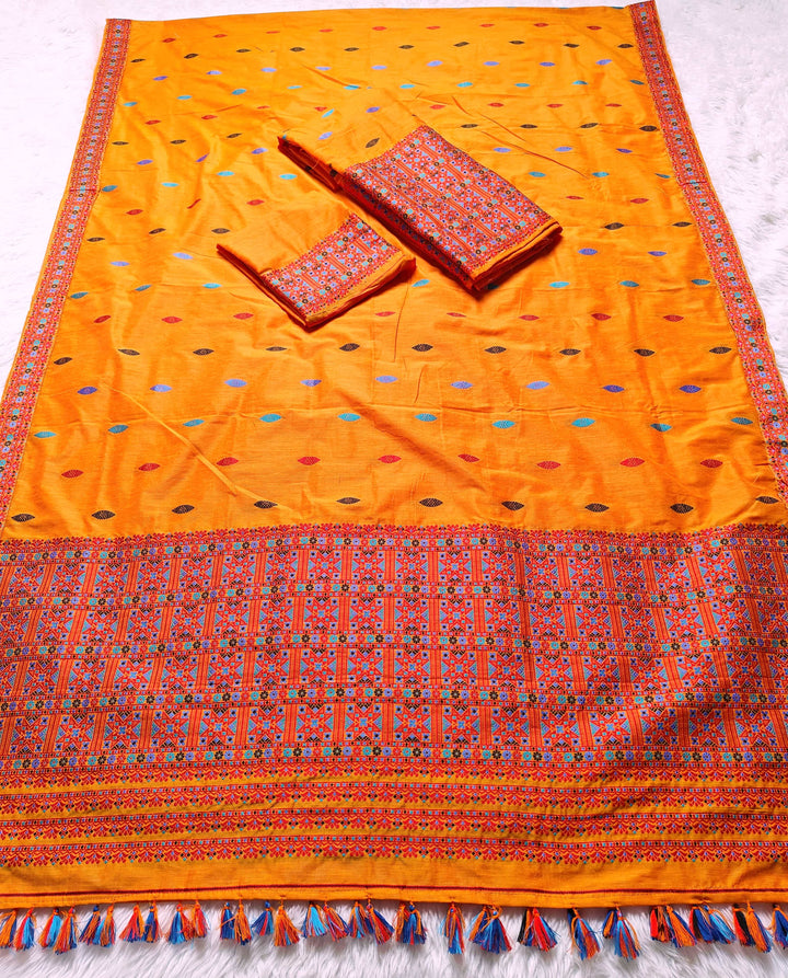 Ready-To-Wear Multi-Dhaga Work Super Cotton* Mekhela Sador