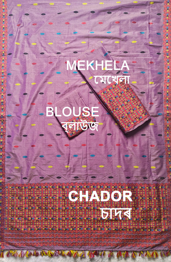 Ready-To-Wear Multi-Dhaga Work Super Cotton* Mekhela Sador