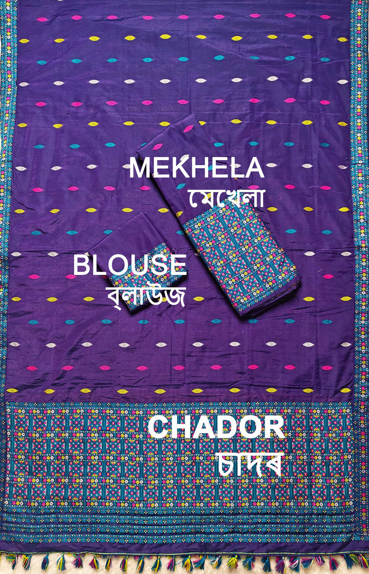 Ready-To-Wear Multi-Dhaga Work Super Cotton* Mekhela Sador