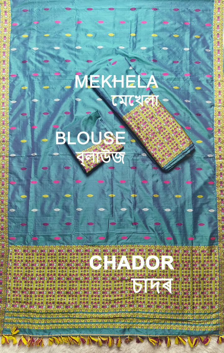 Ready-To-Wear Multi-Dhaga Work Super Cotton* Mekhela Sador