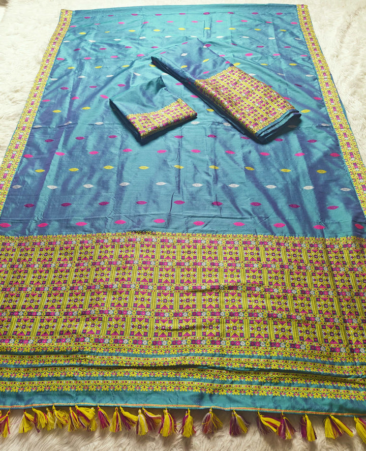 Ready-To-Wear Multi-Dhaga Work Super Cotton* Mekhela Sador