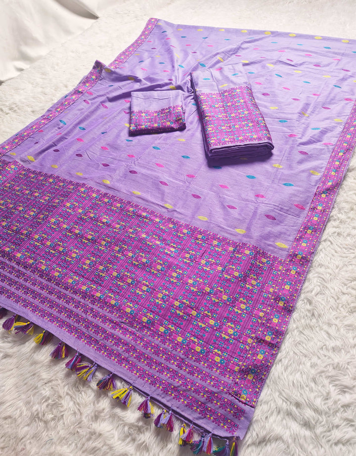 Ready-To-Wear Multi-Dhaga Work Super Cotton* Mekhela Sador