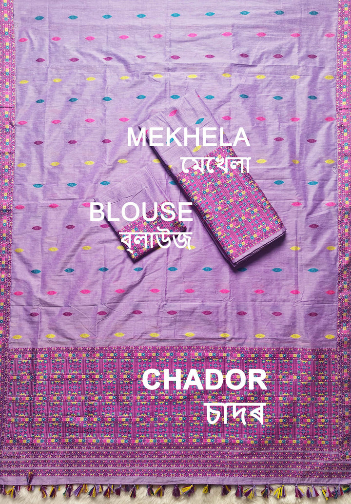 Ready-To-Wear Multi-Dhaga Work Super Cotton* Mekhela Sador