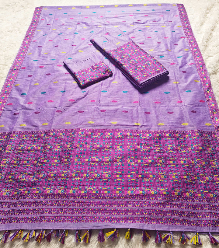 Ready-To-Wear Multi-Dhaga Work Super Cotton* Mekhela Sador