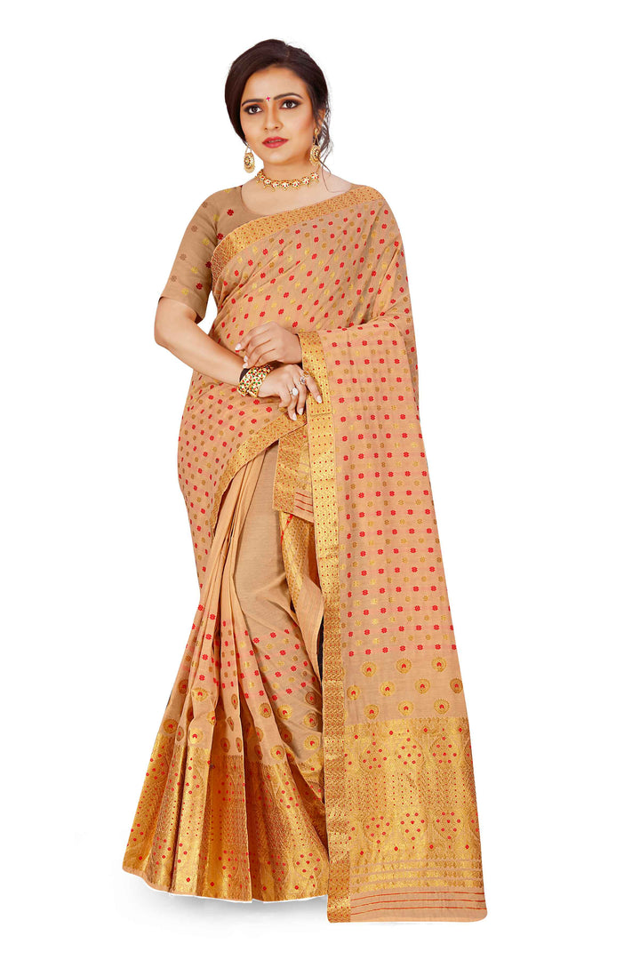 Gold Jari AC Cotton* Mekhela Chador