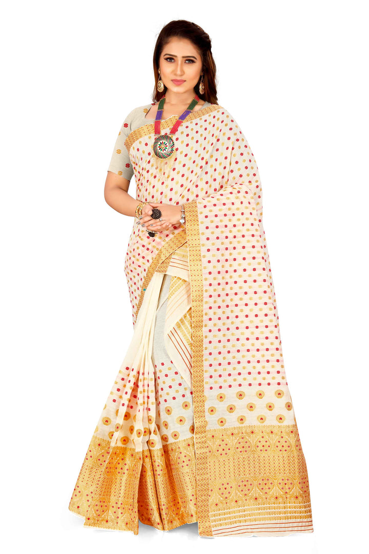 Gold Jari AC Cotton* Mekhela Chador