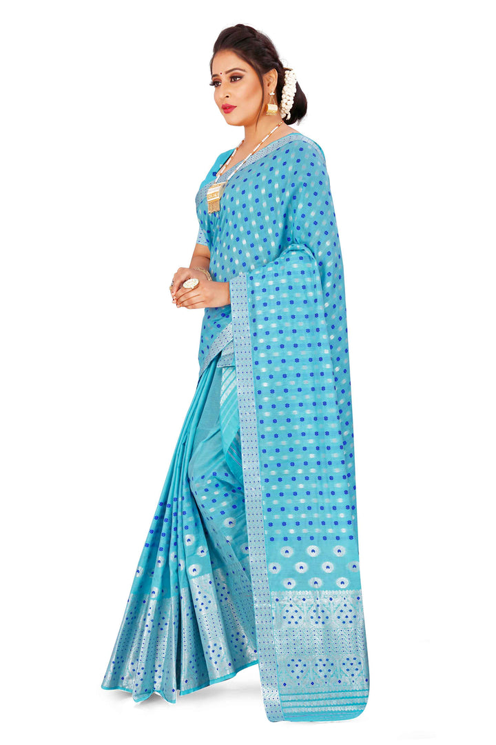 Silver Jari AC Cotton* Mekhela Chador