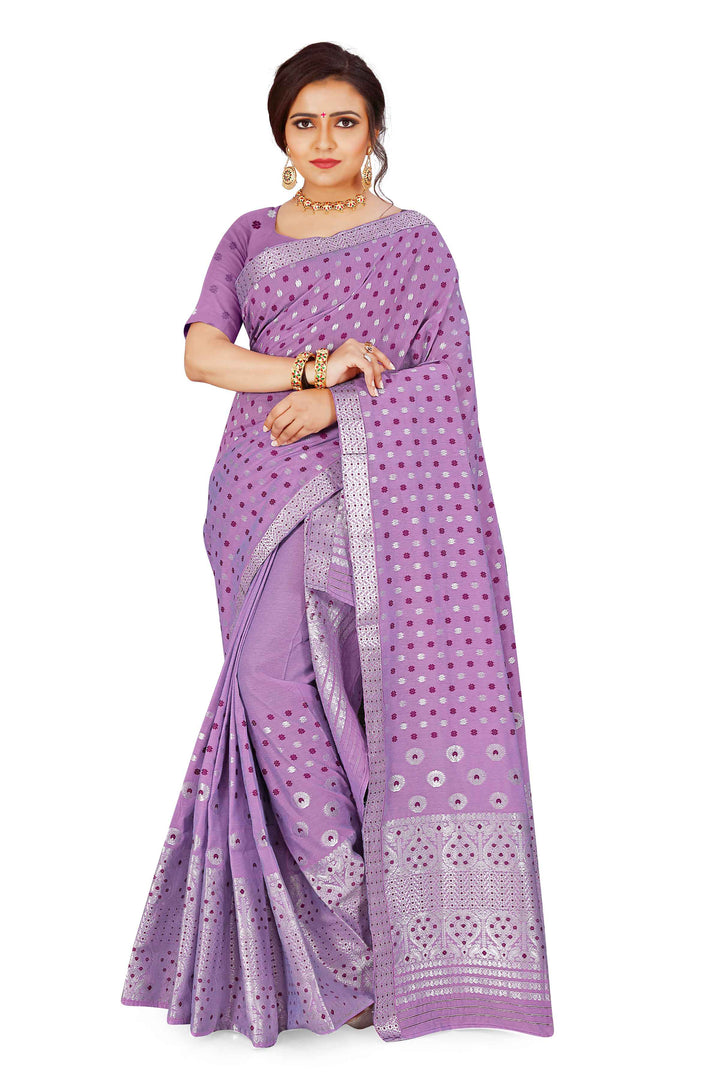 Silver Jari AC Cotton* Mekhela Chador