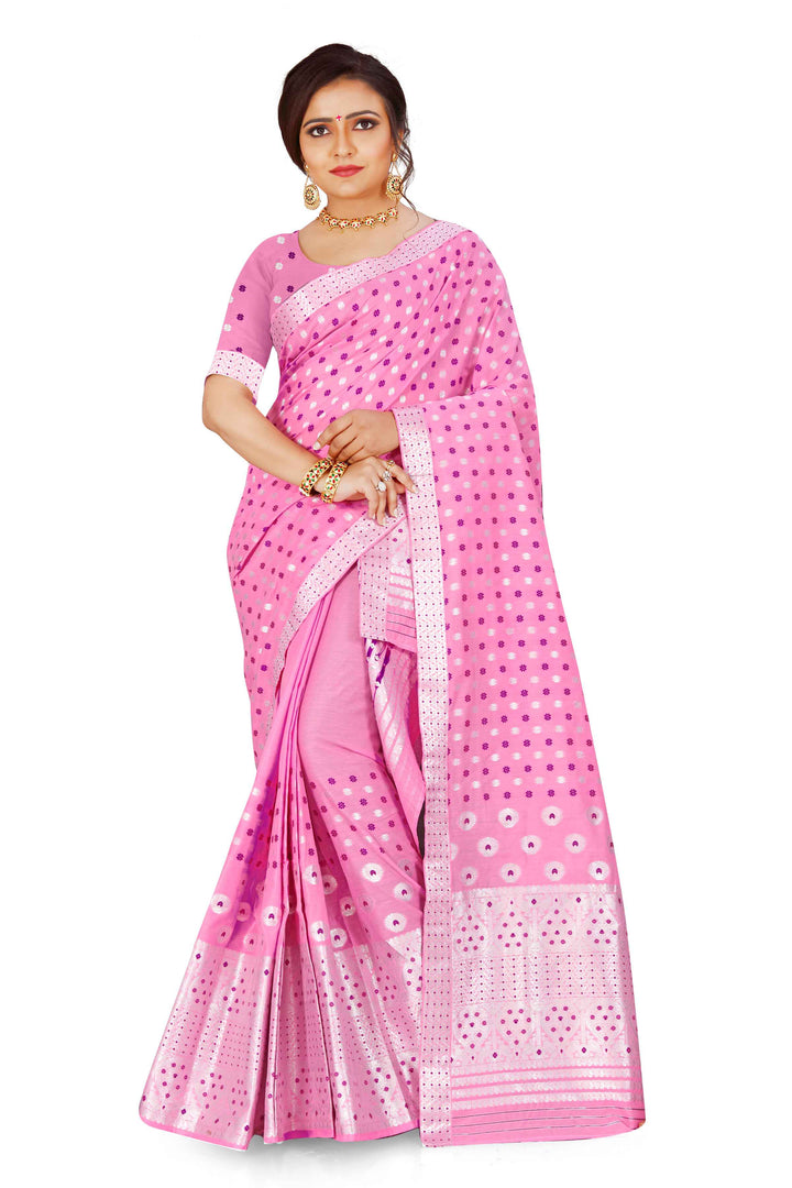 Silver Jari AC Cotton* Mekhela Chador