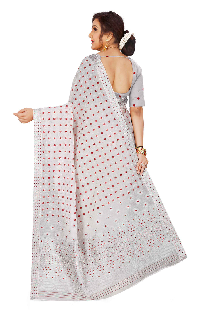 Silver Jari AC Cotton* Mekhela Chador