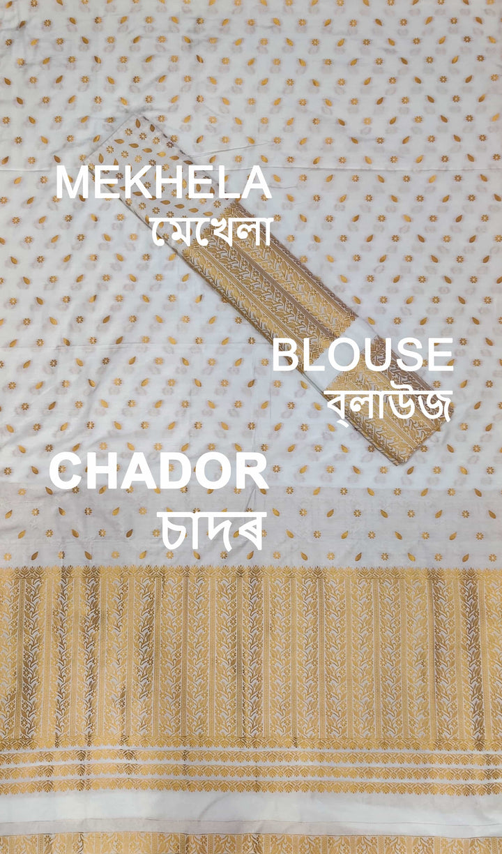 Gold Jari Super Cotton* Mekhela Sador