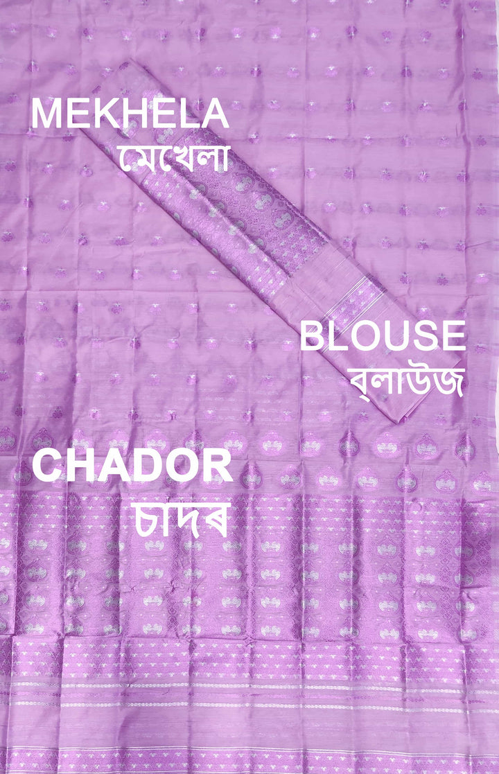 ৰং কৰা গুনা এ চি কটন মেখলা চাদৰ