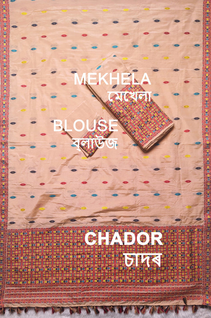 Ready-To-Wear Multi-Dhaga Work Super Cotton* Mekhela Sador