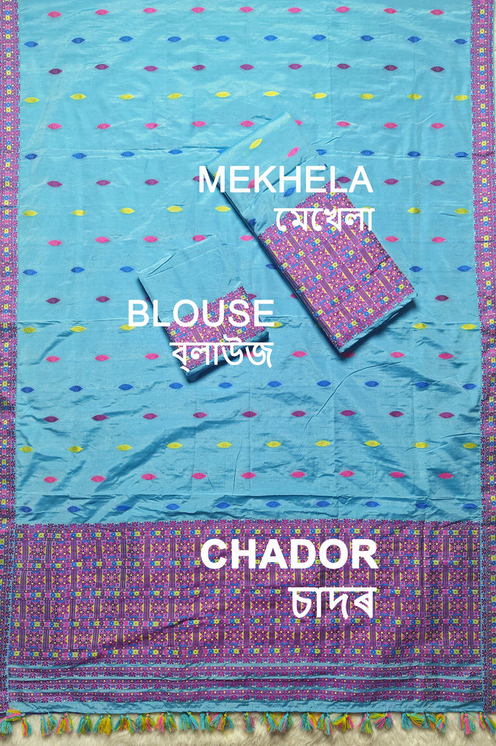 Ready-To-Wear Multi-Dhaga Work Super Cotton* Mekhela Sador