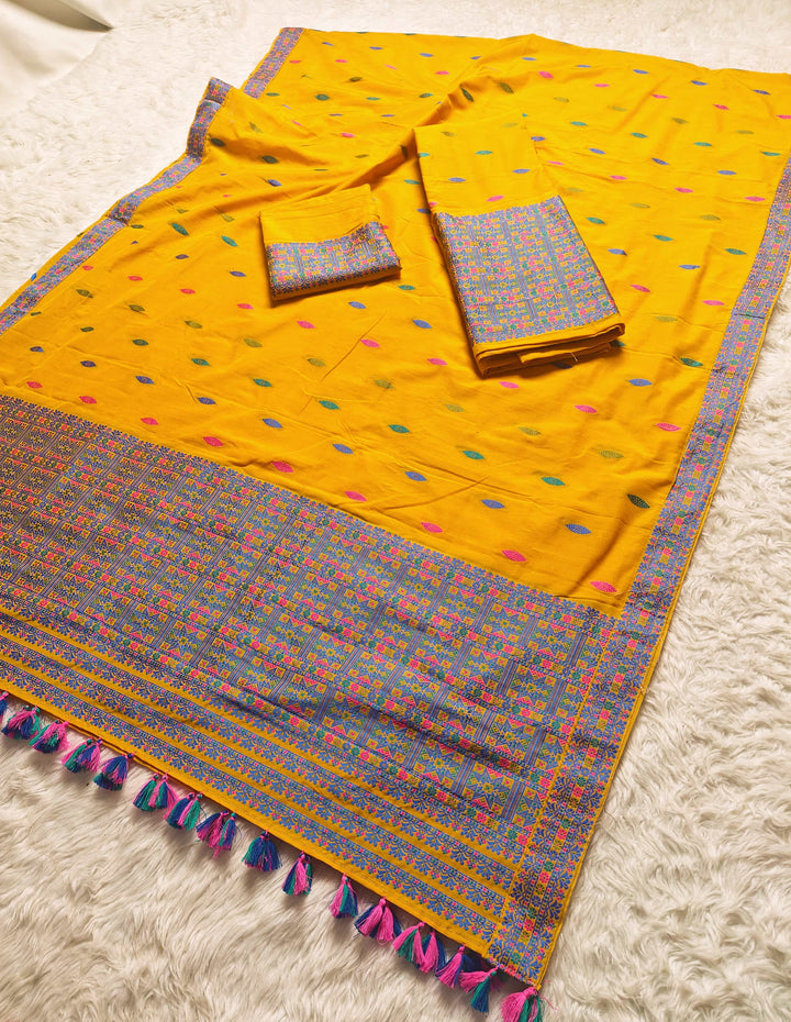 Ready-To-Wear Multi-Dhaga Work Super Cotton* Mekhela Sador