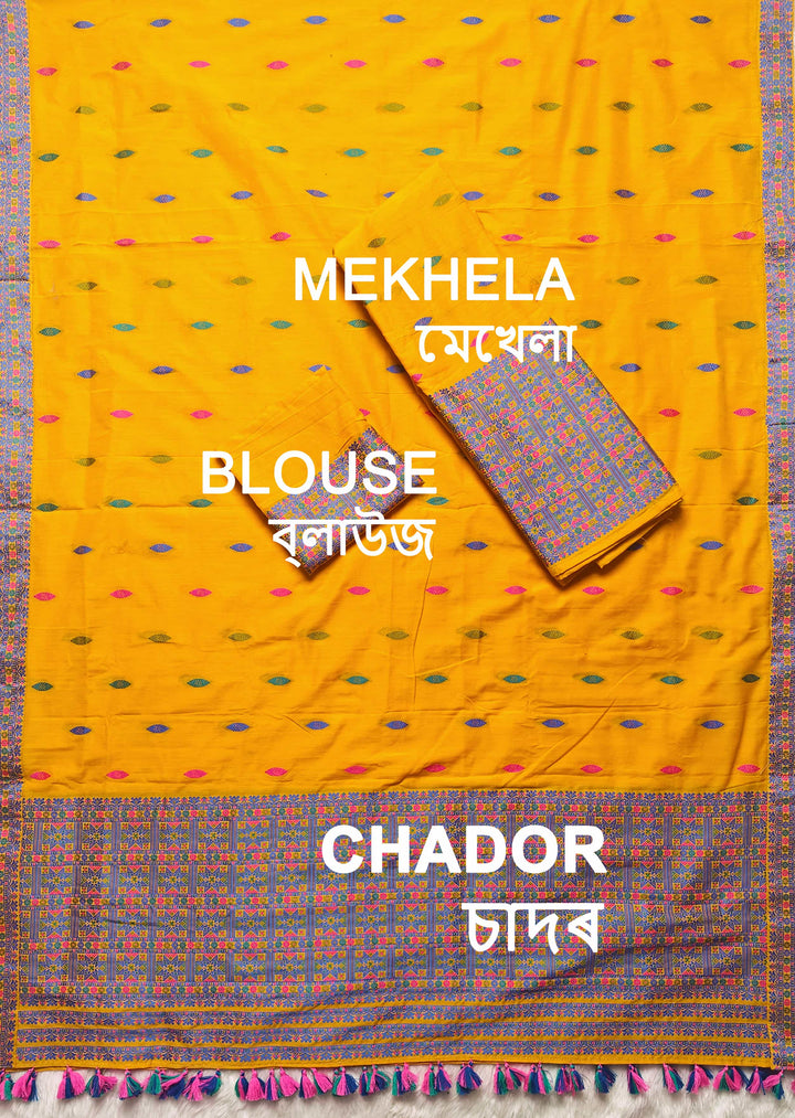 Ready-To-Wear Multi-Dhaga Work Super Cotton* Mekhela Sador