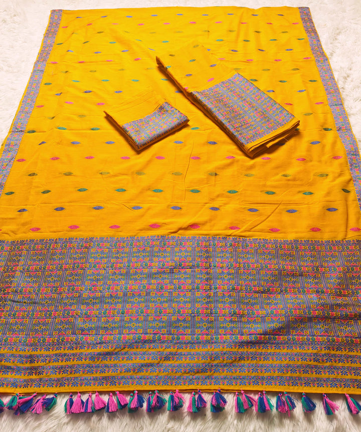 Ready-To-Wear Multi-Dhaga Work Super Cotton* Mekhela Sador