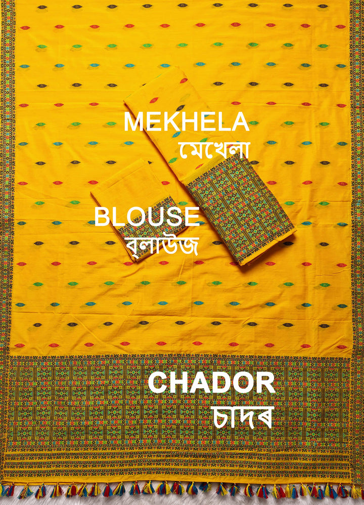 Ready-To-Wear Multi-Dhaga Work Super Cotton* Mekhela Sador