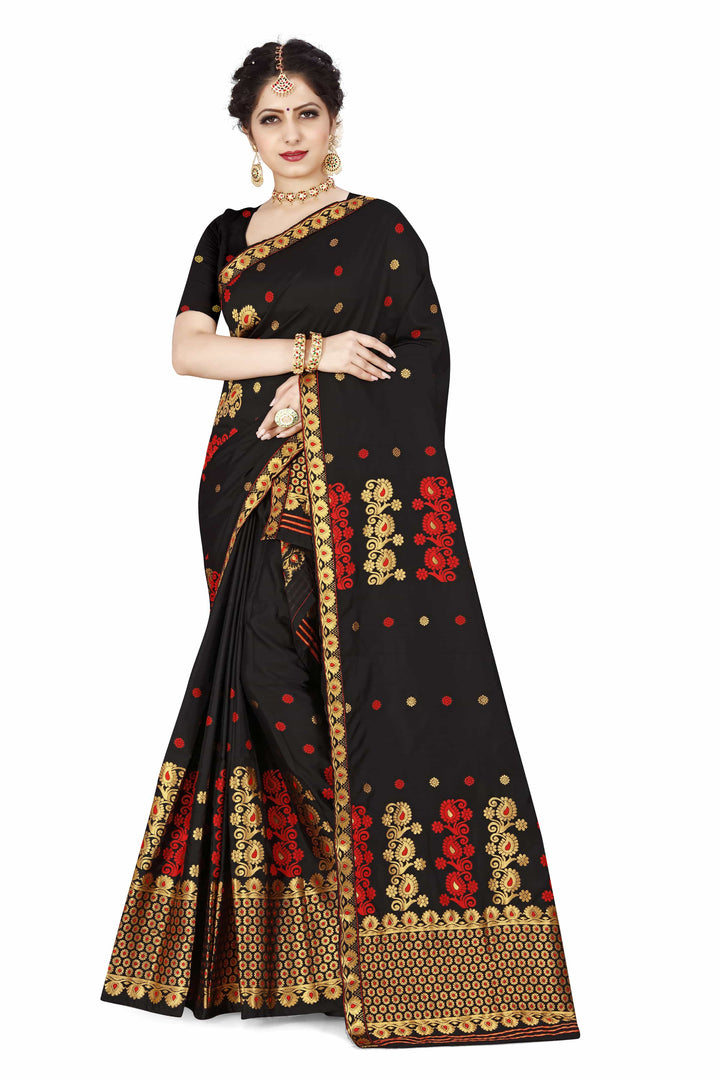 Gold Guna & Dhaga Work Poly Set Mekhela Sador
