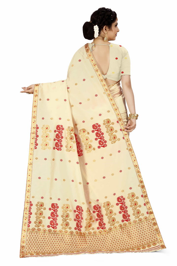 Gold Guna & Dhaga Work Poly Set Mekhela Sador