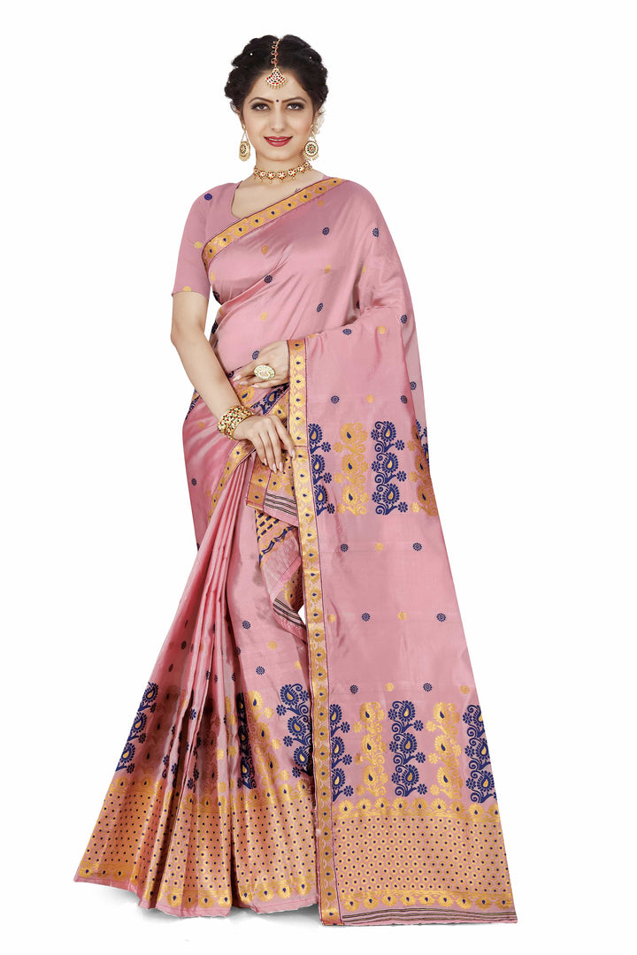 Gold Guna & Dhaga Work Poly Set Mekhela Sador