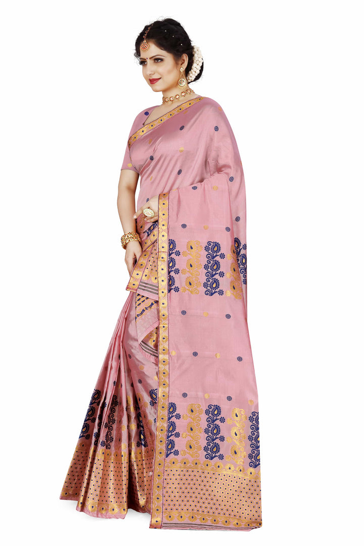 Gold Guna & Dhaga Work Poly Set Mekhela Sador