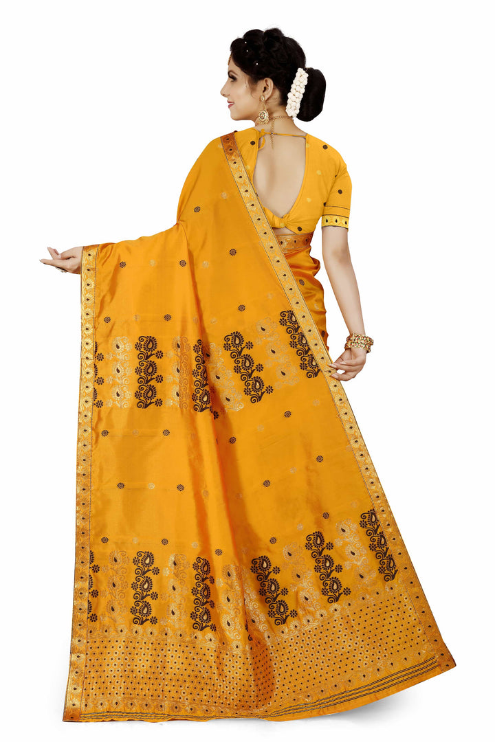 Gold Guna & Dhaga Work Poly Set Mekhela Sador