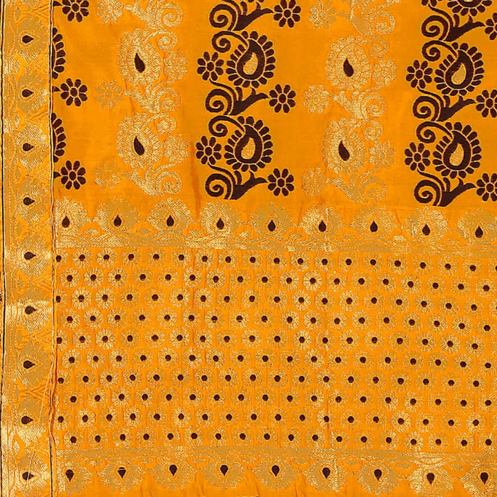 Gold Guna & Dhaga Work Poly Set Mekhela Sador