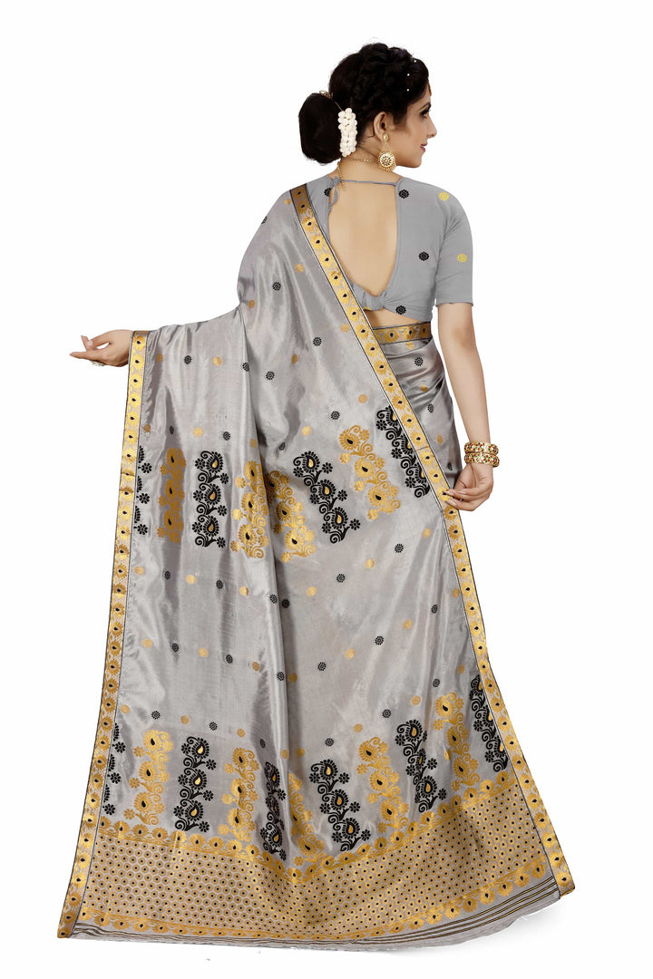 Gold Guna & Dhaga Work Poly Set Mekhela Sador