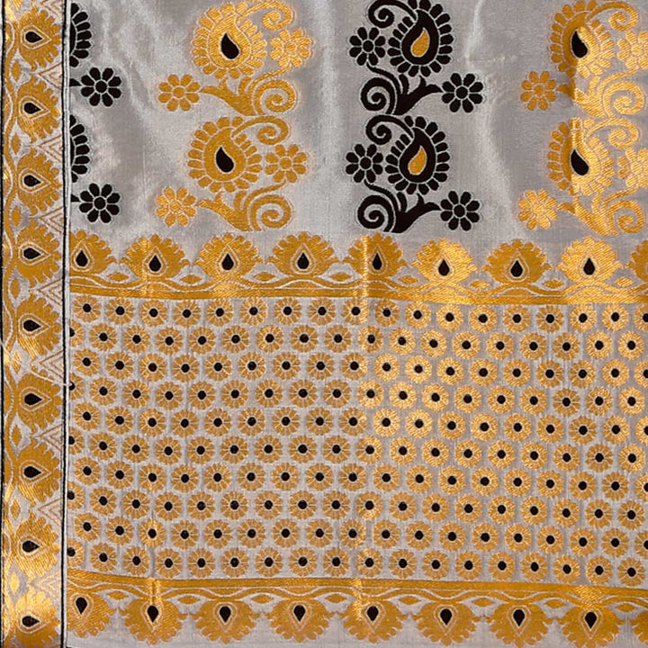 Gold Guna & Dhaga Work Poly Set Mekhela Sador