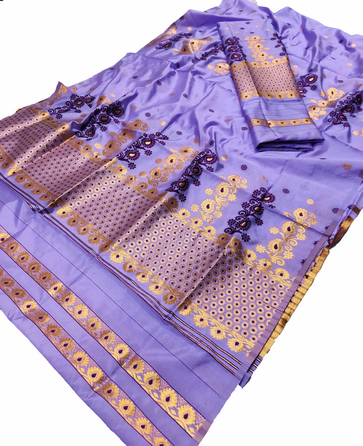 Gold Guna & Dhaga Work Poly Set Mekhela Sador