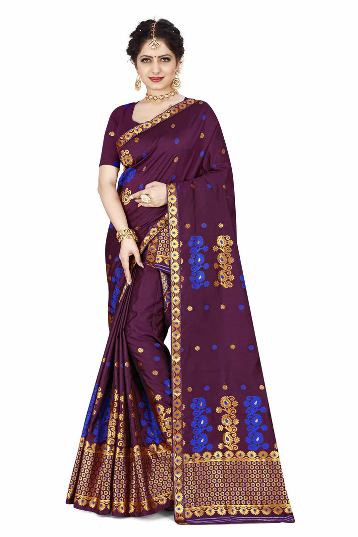 Gold Guna & Dhaga Work Poly Set Mekhela Sador