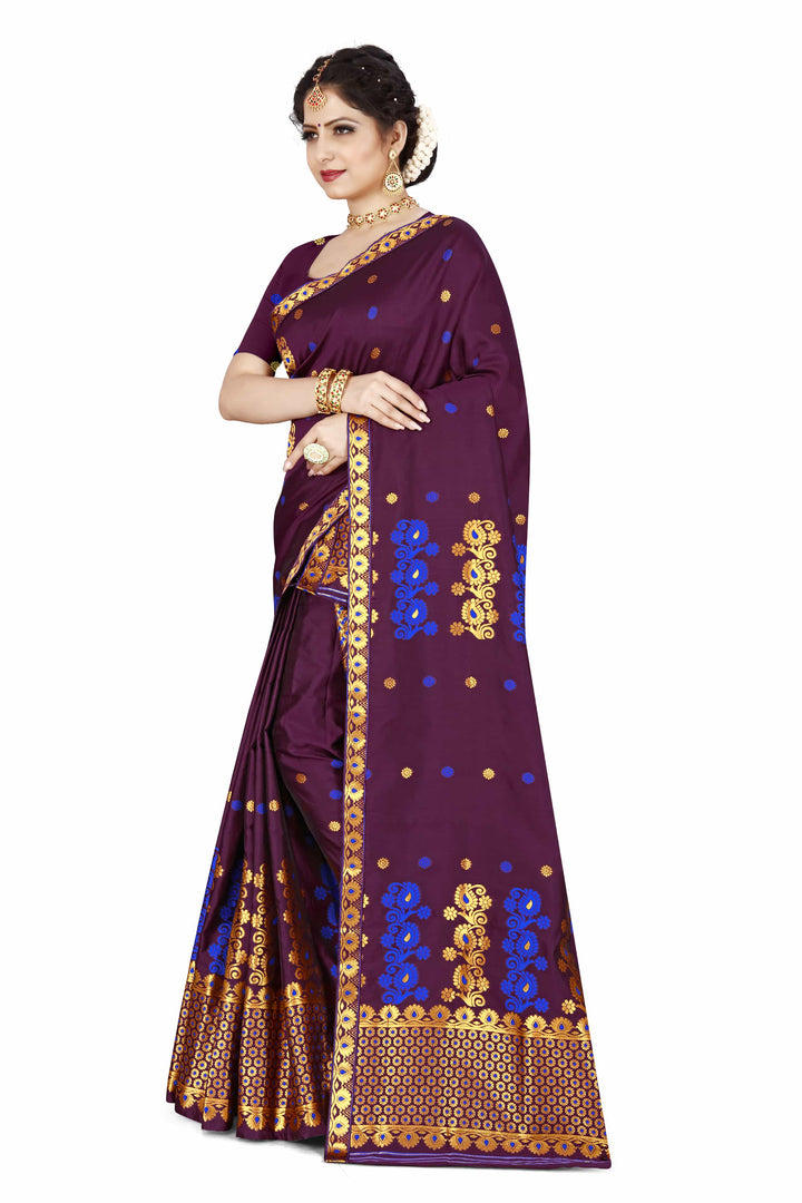 Gold Guna & Dhaga Work Poly Set Mekhela Sador