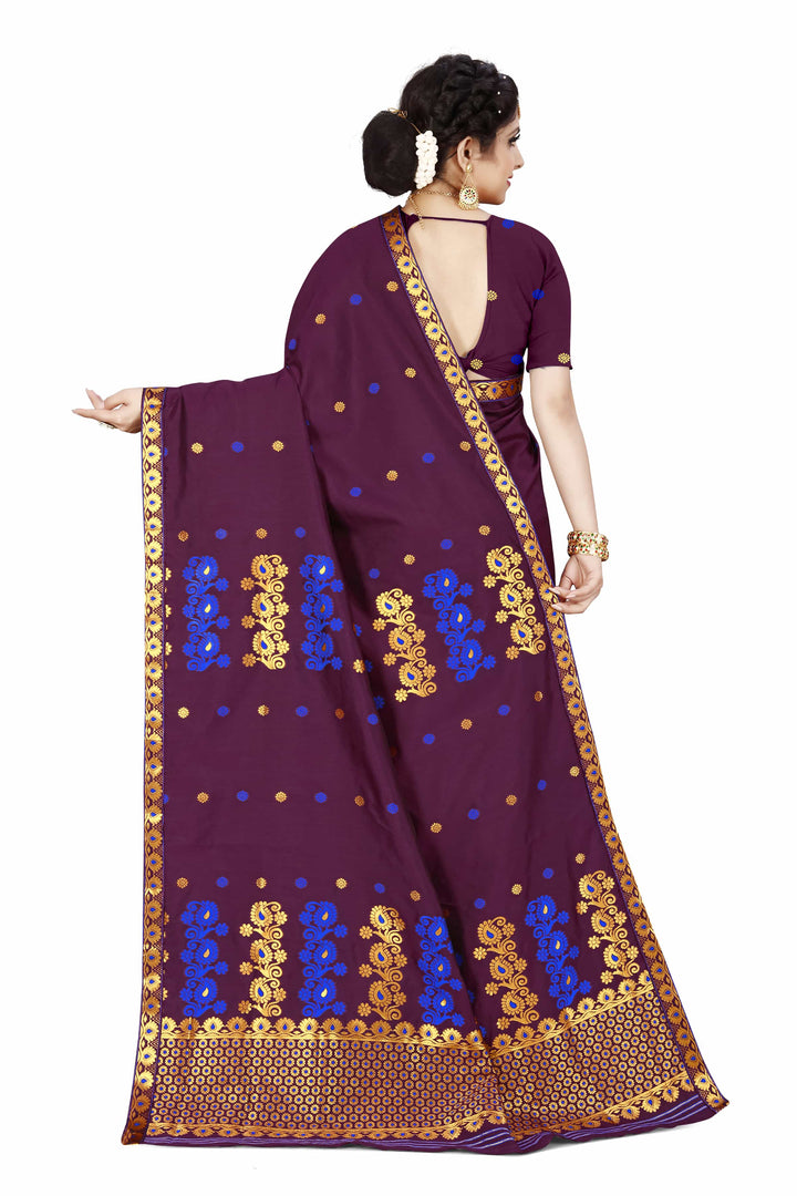 Gold Guna & Dhaga Work Poly Set Mekhela Sador