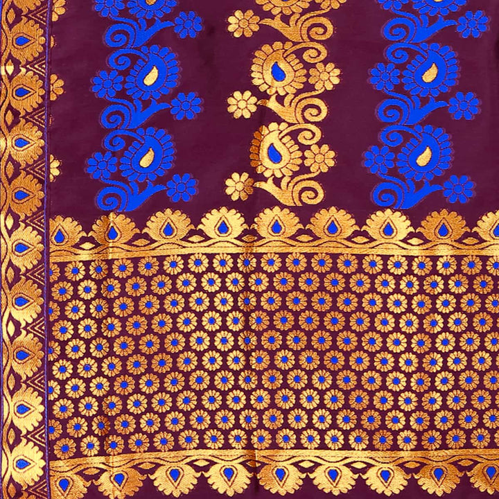 Gold Guna & Dhaga Work Poly Set Mekhela Sador