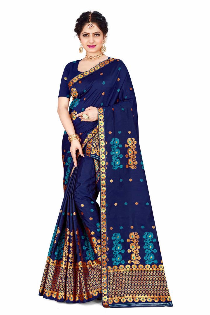 Gold Guna & Dhaga Work Poly Set Mekhela Sador