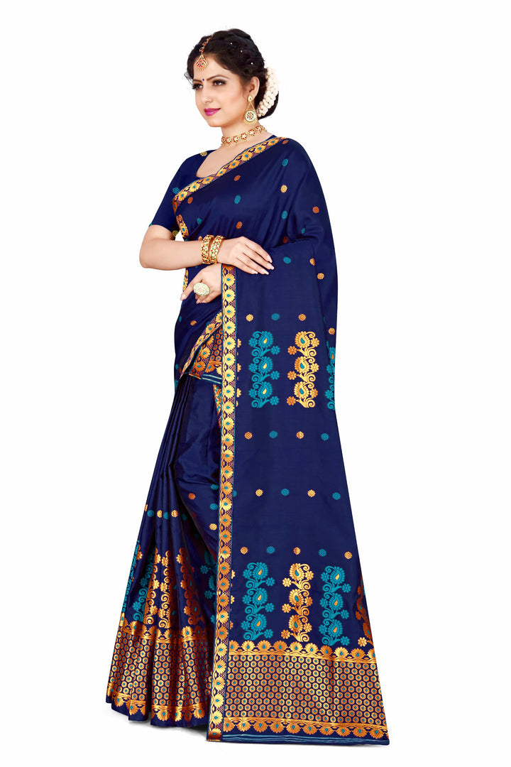 Gold Guna & Dhaga Work Poly Set Mekhela Sador