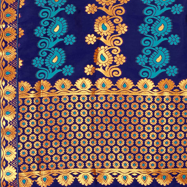 Gold Guna & Dhaga Work Poly Set Mekhela Sador