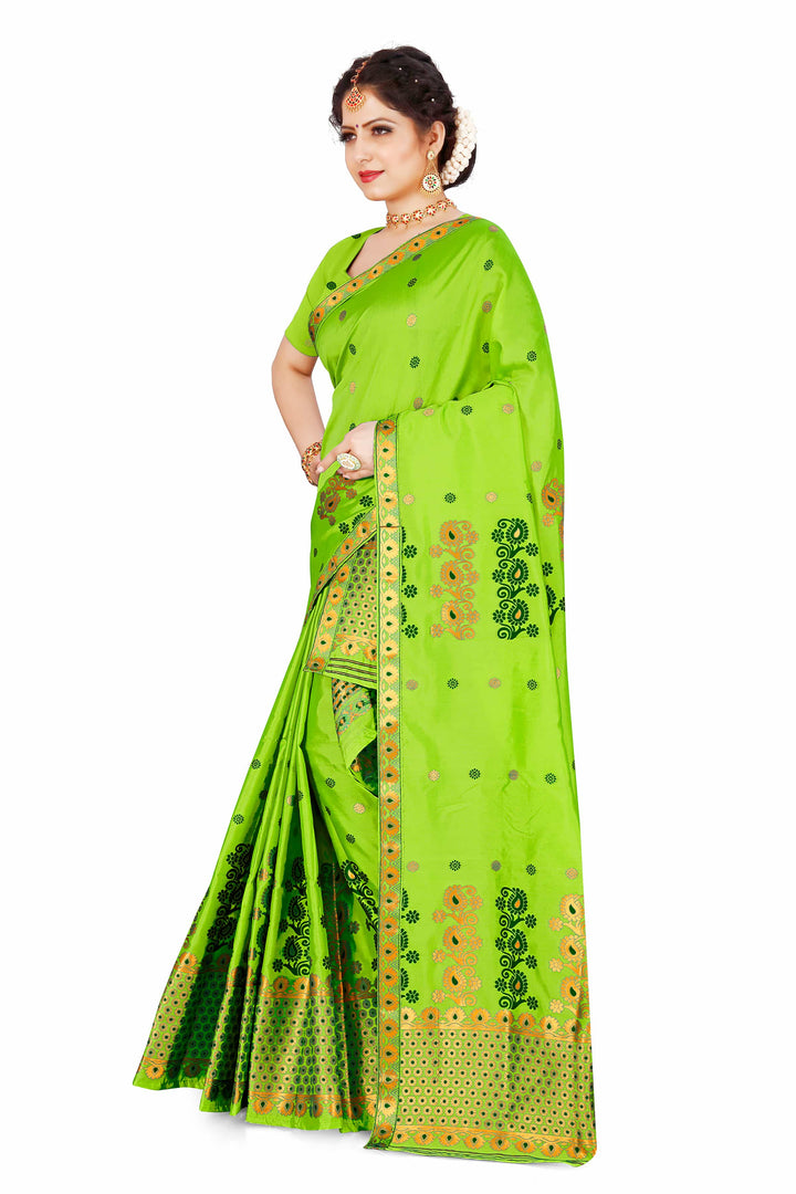 Gold Guna & Dhaga Work Poly Set Mekhela Sador