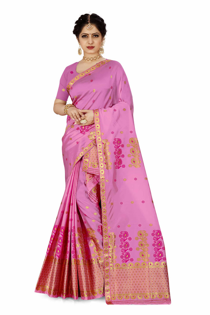 Gold Guna & Dhaga Work Poly Set Mekhela Sador