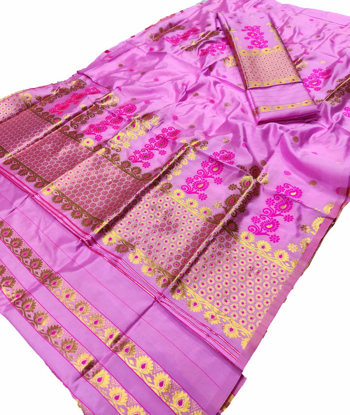 Gold Guna & Dhaga Work Poly Set Mekhela Sador