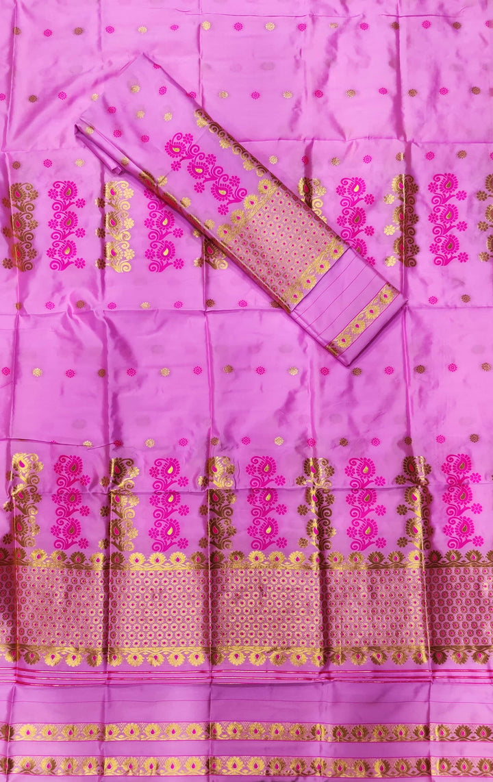 Gold Guna & Dhaga Work Poly Set Mekhela Sador