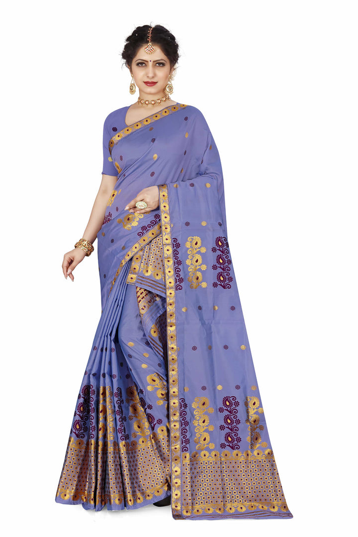 Gold Guna & Dhaga Work Poly Set Mekhela Sador