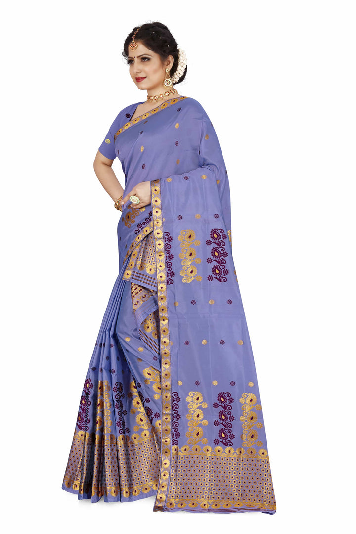 Gold Guna & Dhaga Work Poly Set Mekhela Sador