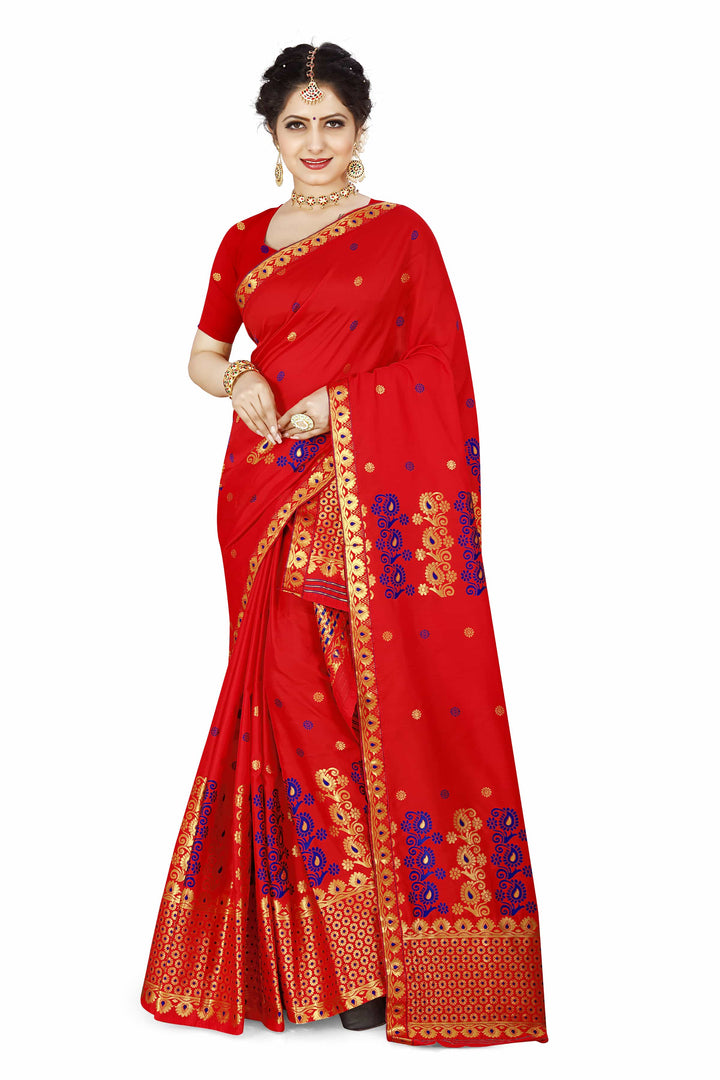 Gold Guna & Dhaga Work Poly Set Mekhela Sador