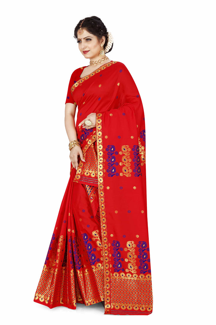 Gold Guna & Dhaga Work Poly Set Mekhela Sador
