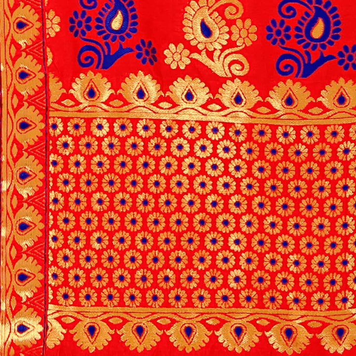 Gold Guna & Dhaga Work Poly Set Mekhela Sador