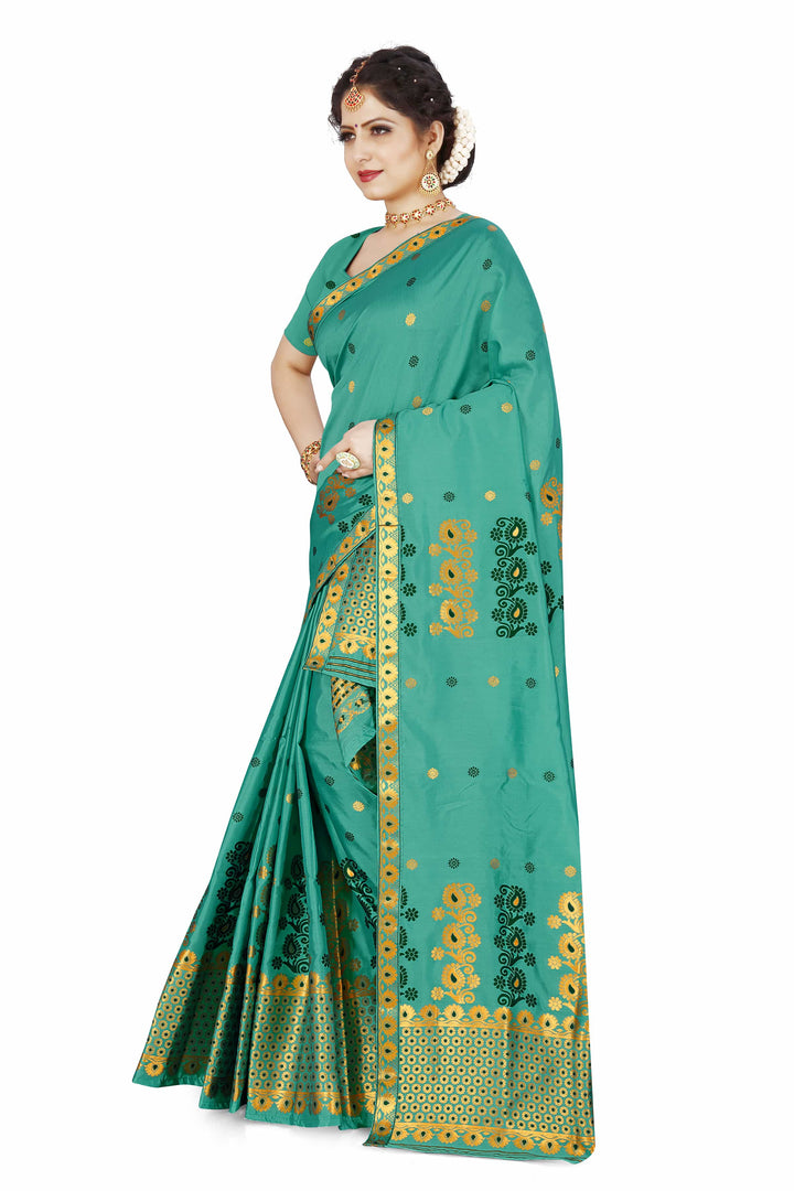 Gold Guna & Dhaga Work Poly Set Mekhela Sador