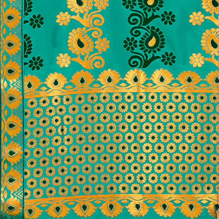 Gold Guna & Dhaga Work Poly Set Mekhela Sador