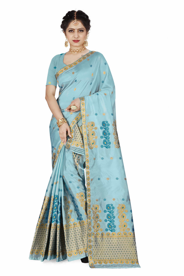 Gold Guna & Dhaga Work Poly Set Mekhela Sador